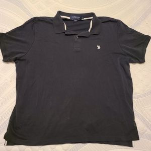 U.S. Polo Assn. Black Polo Shirt w/ White Logo XXL